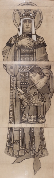 St. Ludmila with St. Vaclav, Study for Stained Glass Window